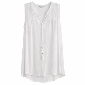 DR2 Sleeveless Tie Front Tunic Blouse White 1X